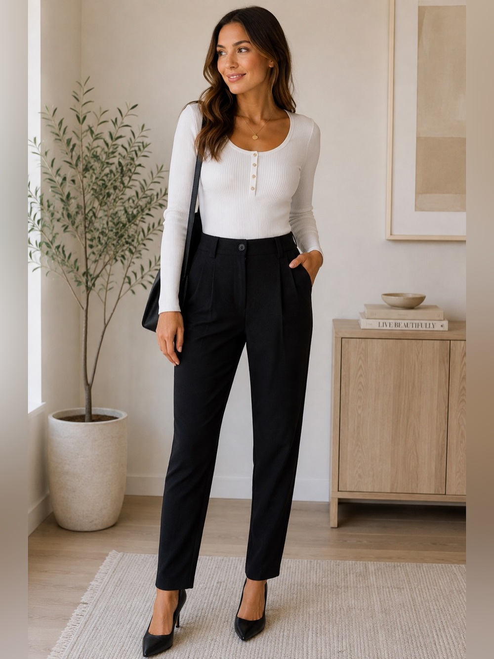 Love & Liberty Classic Black Tailored Women's Pants Size XS Minimalist Office